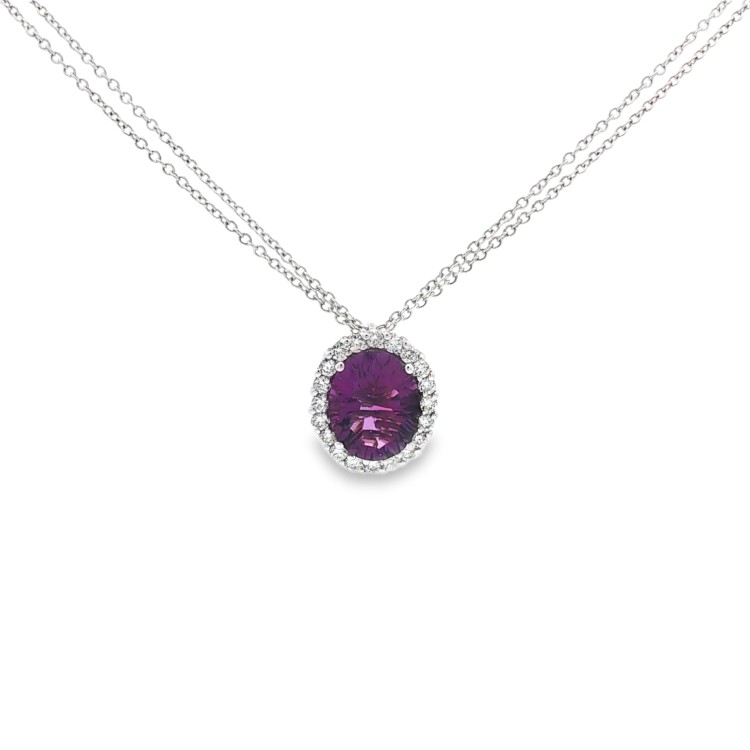 Collana Ametista Diamante ct 0,46 Oro 18 kt