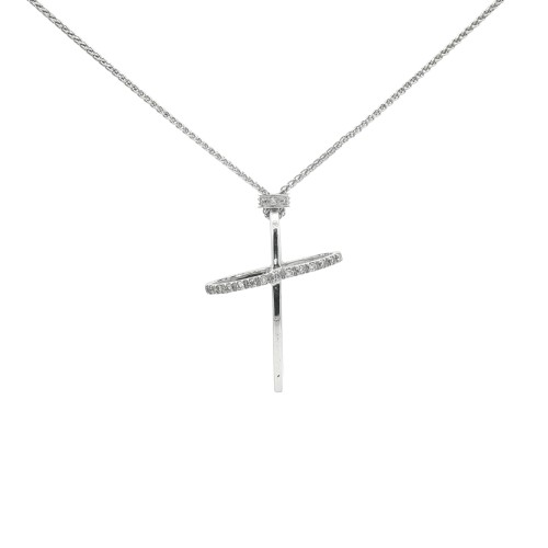 Collana Croce Diamanti ct 0,09 Oro 18 kt