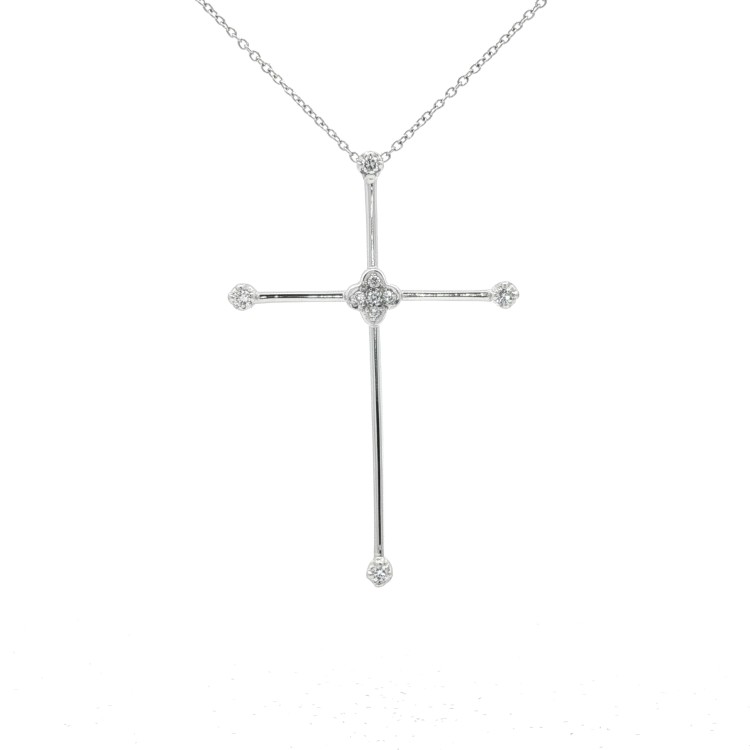 Collana Croce Diamanti ct 0,013 Oro 18 kt