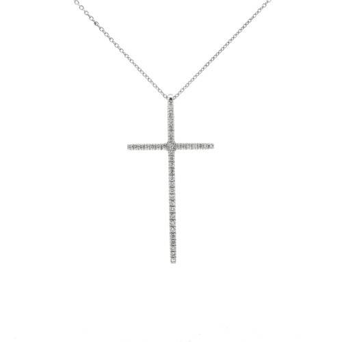 Collana Croce Diamanti ct 0,26 F VVS Oro 18 kt