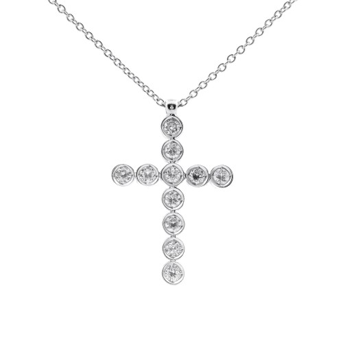 Collana Croce Diamanti ct 0,48 Oro 18 kt