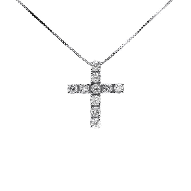 Collana Croce Diamanti ct 0,57 Oro 18 kt