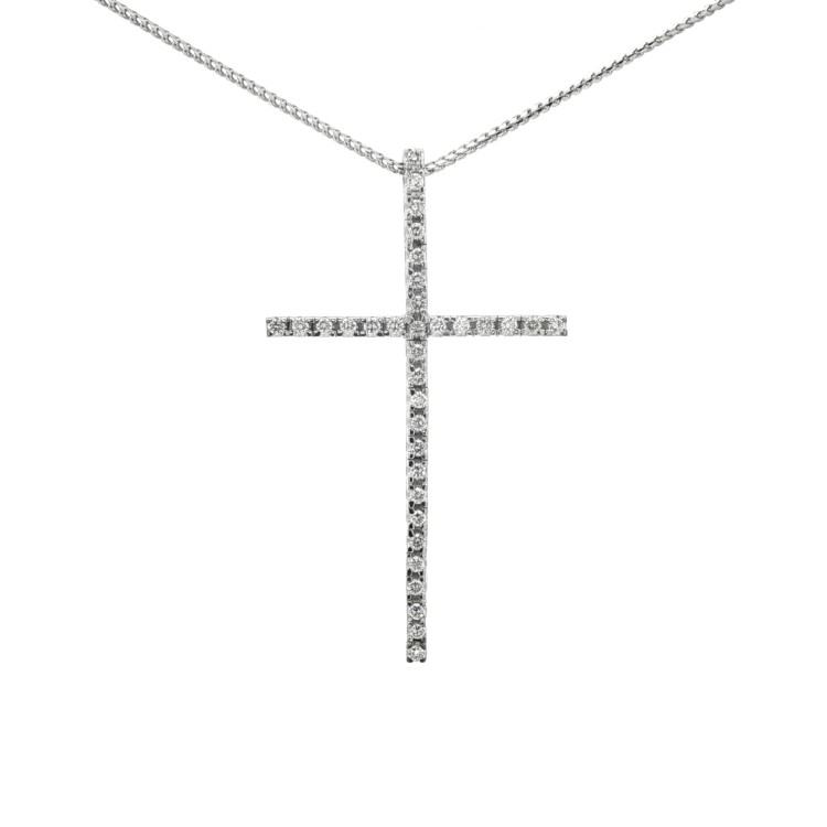 Collana Croce Diamanti ct 0,60 Oro 18 kt