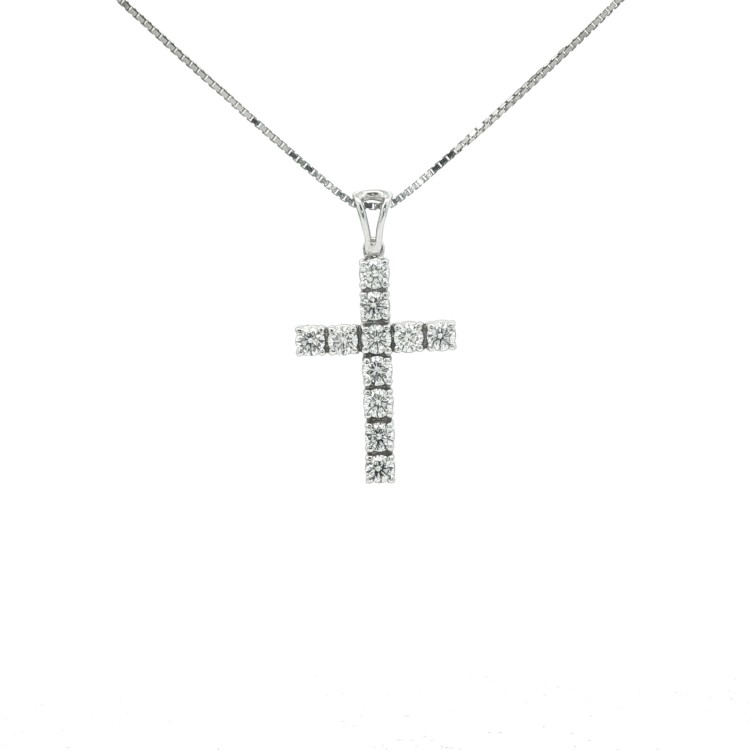 Collana Croce Diamanti ct 1,10 Oro 18 kt