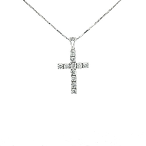 Collana Croce Diamanti ct 1,10 Oro 18 kt