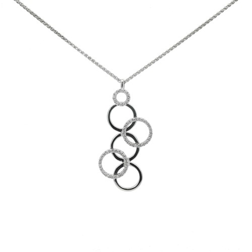 Collana Pendente Cerchi Diamanti ct 0,23 Oro 18 kt