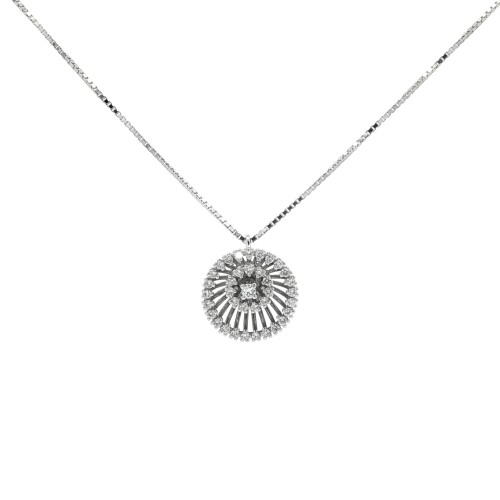 Collana Pendente Fiore Diamanti ct 0,41 Oro 18 kt
