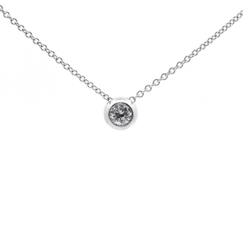 Collana Punto Luce Rotondo Diamante ct 0,19 Oro 18 kt 2,7 gr