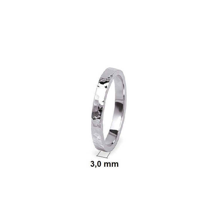 Fede Martellata Rettangolare Larghezza 3 mm Oro Bianco 18 kt 3 gr