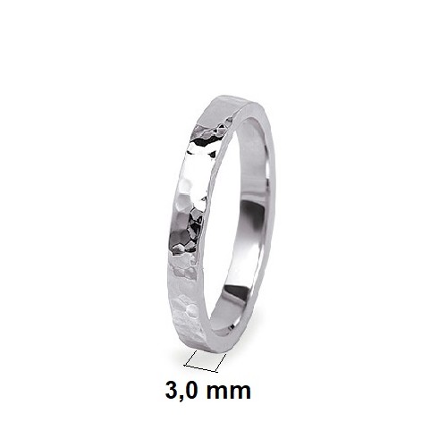 Fede Martellata Rettangolare Larghezza 3 mm Oro Bianco 18 kt 3 gr