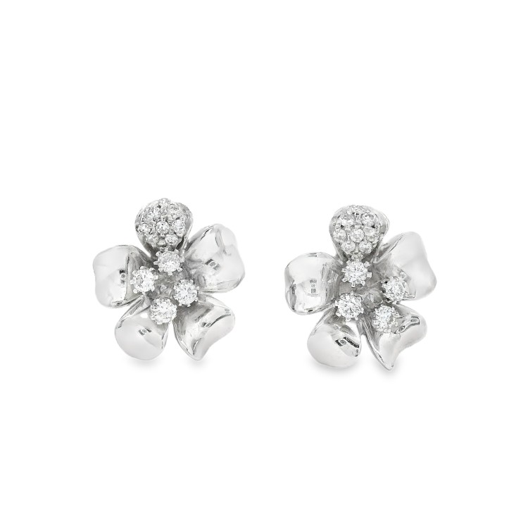 Orecchini a Fiore Diamanti ct 0,26 Oro 18 kt