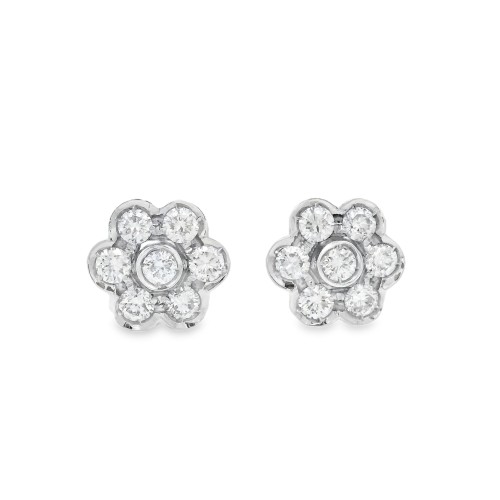 Orecchini a Fiore Diamanti ct 0,40 Oro 18 kt