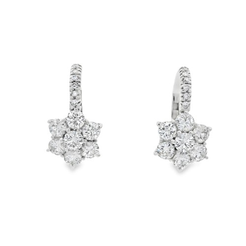 Orecchini Margherita 6+1 Diamanti ct 1,36 F VVS Oro Bianco 750 18 kt 3,3 gr