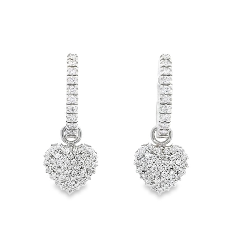 Orecchini pendente Cuore Diamanti ct 0,78 Oro 18 kt
