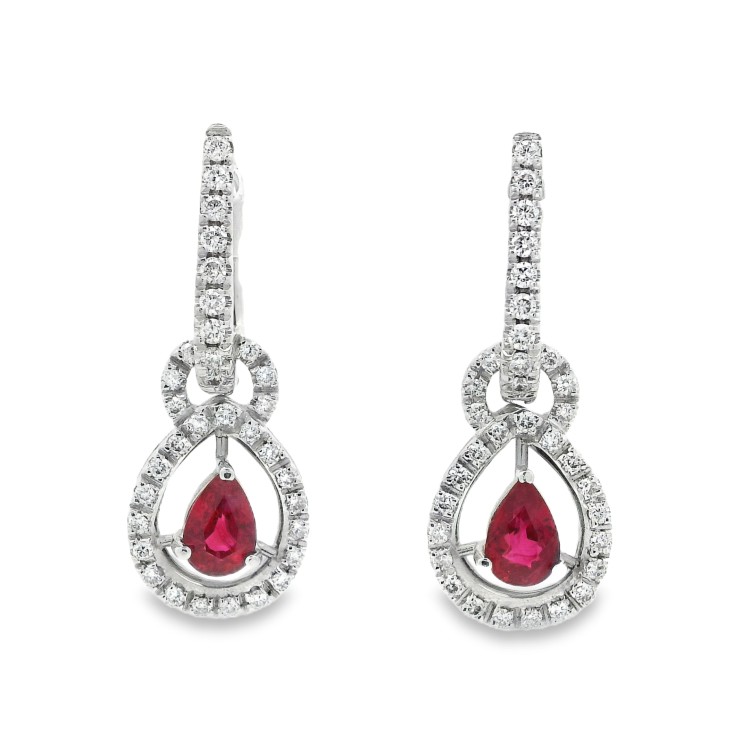 Orecchini Rubino Diamanti ct 0,65 Oro 18 kt