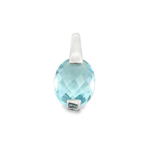 Pendente Topazio Azzurro Oro 18 kt