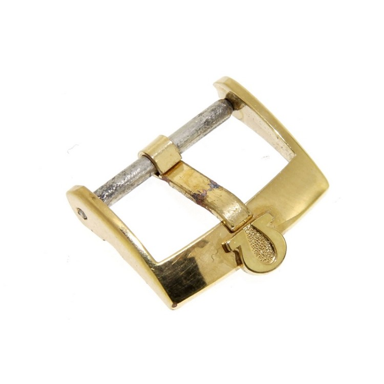 Omega Fibbia Vintage ardiglione Placcata Oro 16 mm emblema applicato