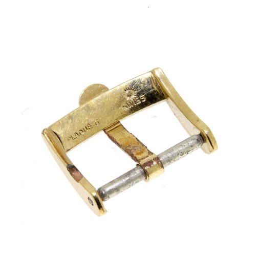 Omega Fibbia Vintage ardiglione Placcata Oro 16 mm emblema applicato