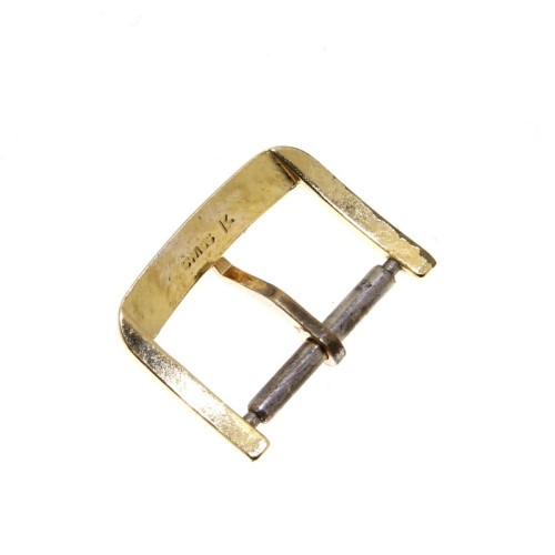 Omega Fibbia Vintage ardiglione Placcata Oro 16 mm emblema inciso